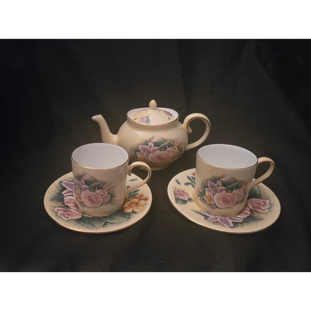 Hour of Power Bone China Tea Set Floral Rose 1st Corinthians 13 Teapot Cups